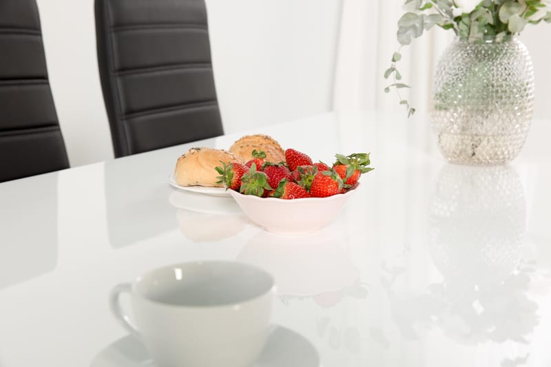 Cibus Matgrupp 180 cm med 6 Stolar - Vit/Svart Konstläder - Möbler - Bord & matgrupp - Matgrupp