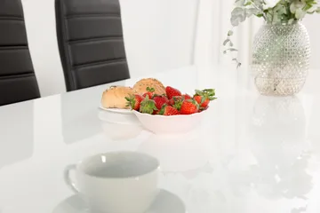 Cibus Matgrupp 180 cm med 6 Stolar - Vit/Svart Konstläder - Möbler - Bord & matgrupp - Matgrupp