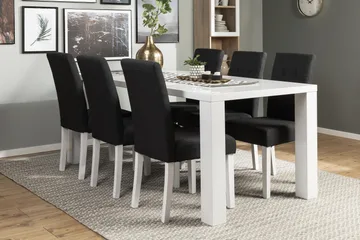 Cibus Matgrupp 180 cm med 6 Viktor Stol - Vit/Mörkgrå - Möbler - Bord & matgrupp - Matgrupp