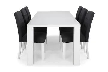 Cibus Matgrupp 180 cm med 6 Viktor Stol - Vit/Mörkgrå - Möbler - Bord & matgrupp - Matgrupp