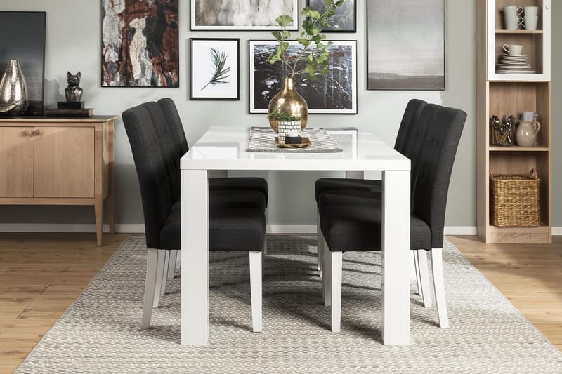 Cibus Matgrupp 180 cm med 6 Viktor Stol - Vit/Mörkgrå - Möbler - Bord & matgrupp - Matgrupp