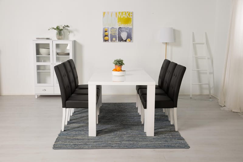 Cibus Matgrupp 180 cm med 6 Viktor Stol - Vit/Svart - Möbler - Bord & matgrupp - Matgrupp
