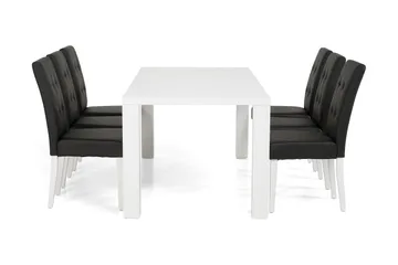Cibus Matgrupp 180 cm med 6 Viktor Stol - Vit/Svart - Möbler - Bord & matgrupp - Matgrupp