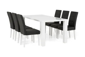 Cibus Matgrupp 180 cm med 6 Viktor Stol - Vit/Svart - Möbler - Bord & matgrupp - Matgrupp