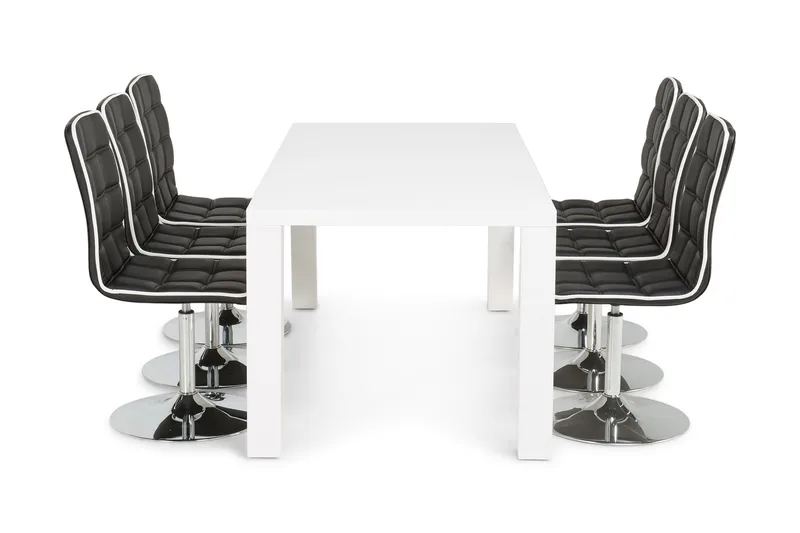 Cibus Matgrupp med 6 st Frida Stolar - Vit/Svart - Möbler - Bord & matgrupp - Matgrupp