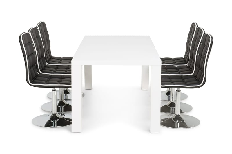 Cibus Matgrupp med 6 st Frida Stolar - Vit/Svart - Möbler - Bord & matgrupp - Matgrupp