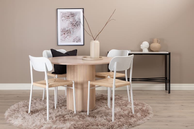 Matgrupp Cinaba 100 cm Rund inkl 4 Tommy Stolar - Beige/Vit - Matgrupp