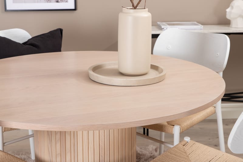 Matgrupp Cinaba 100 cm Rund inkl 4 Tommy Stolar - Beige/Vit - Matgrupp
