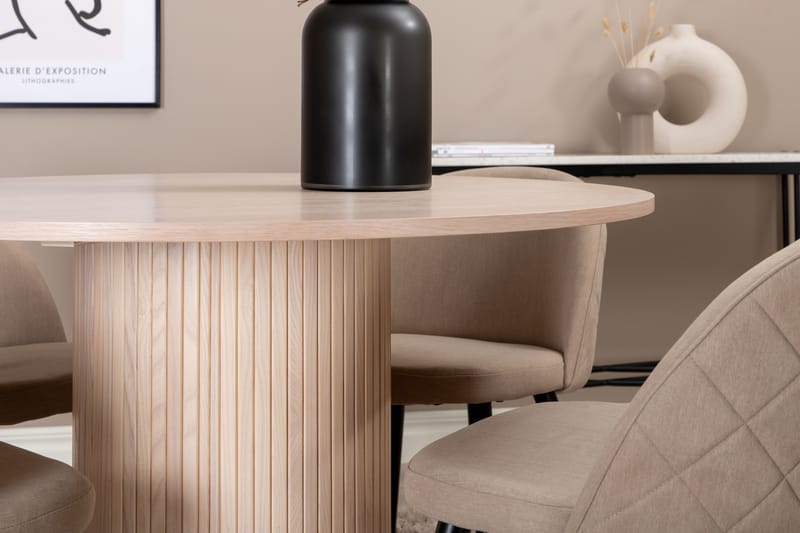 Matgrupp Cinaba 100 cm Rund inkl 4 Vomeli Stolar - Beige/Svart - Matgrupp