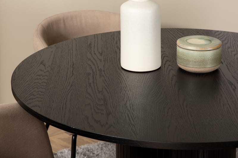 Matgrupp Cinaba 110 cm Rund inkl 4 Beraid Stolar - Svart/Beige - Matgrupp