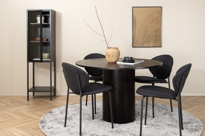 Matgrupp Cinaba 110 cm Rund inkl 4 Capmany Stolar - Svart - Matgrupp