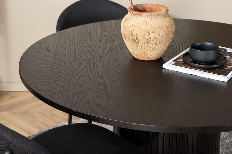 Matgrupp Cinaba 110 cm Rund inkl 4 Capmany Stolar - Svart - Matgrupp