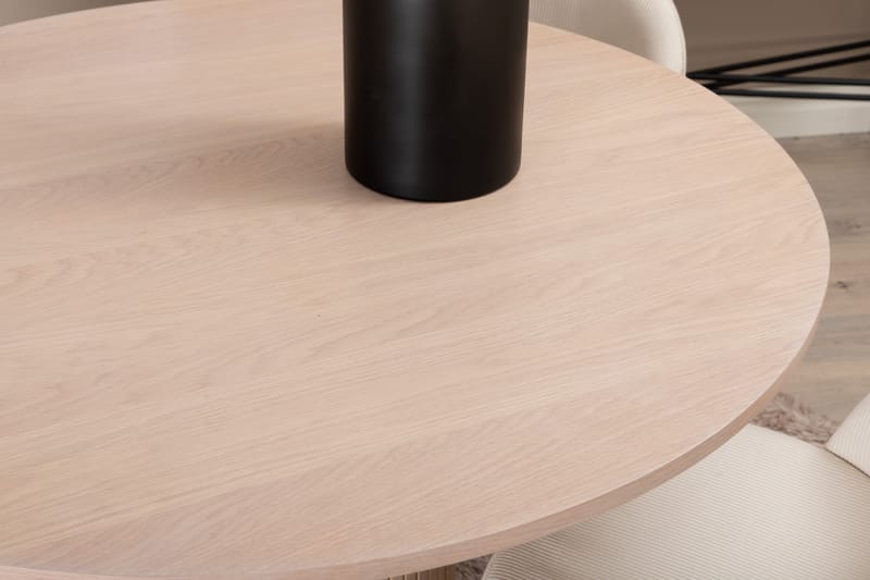 Matgrupp Cinaba 110 cm Rund inkl 4 Chantor Manchesterstolar - Beige/Svart - Matgrupp