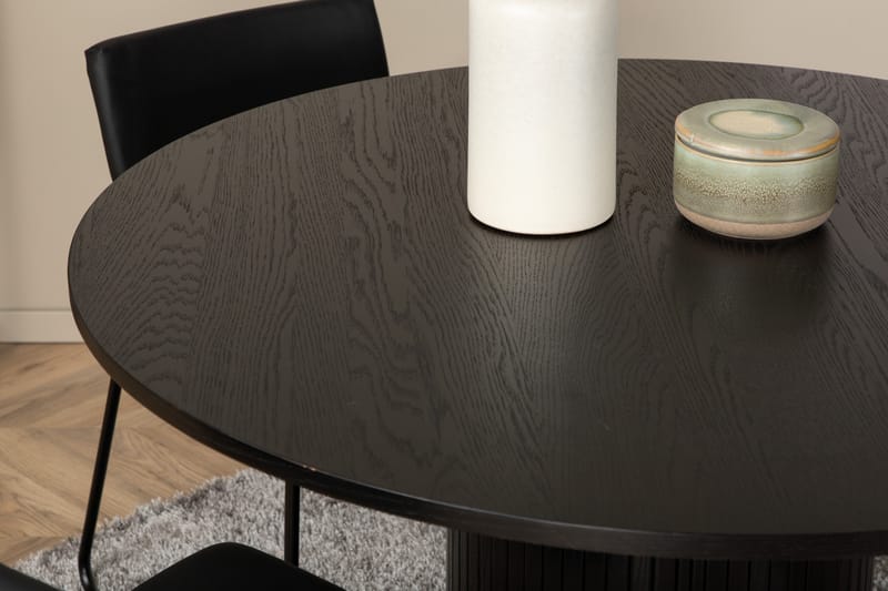 Matgrupp Cinaba 110 cm Rund inkl 4 Kenten Stolar - Svart/Konstläder - Matgrupp
