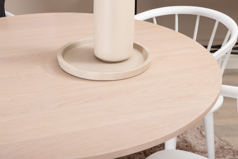 Matgrupp Cinaba 110 cm Rund inkl 4 Sturla Stolar - Beige/Vit - Matgrupp