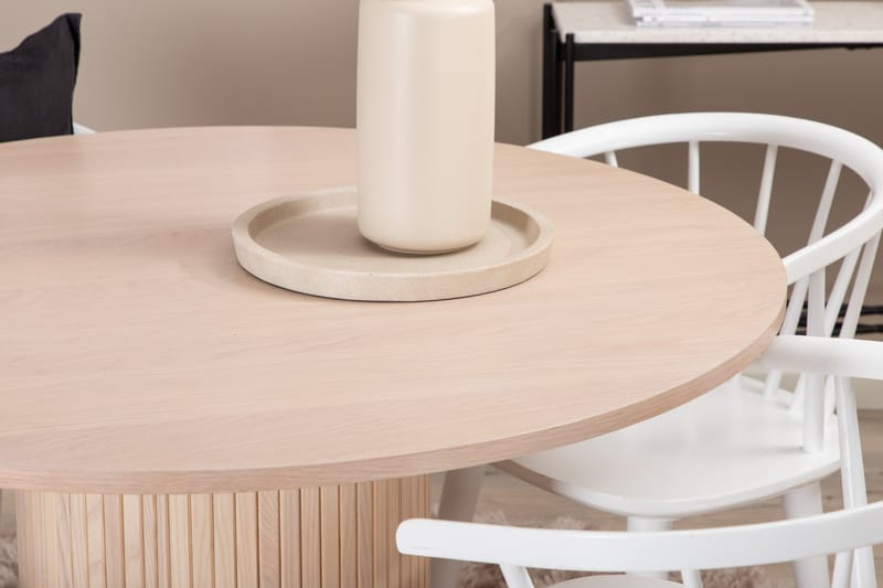 Matgrupp Cinaba 110 cm Rund inkl 4 Sturla Stolar - Beige/Vit - Matgrupp