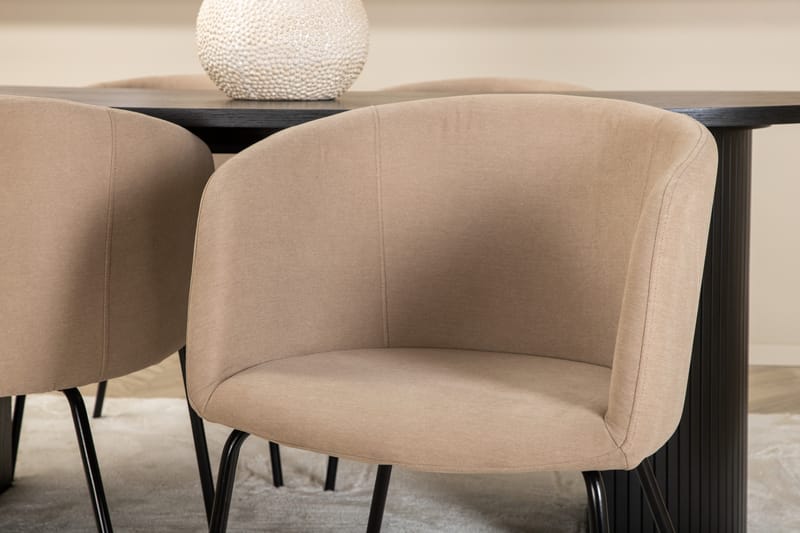 Matgrupp Cinaba 200 cm Oval inkl 4 Beraid Stolar - Svart/Beige - Matgrupp