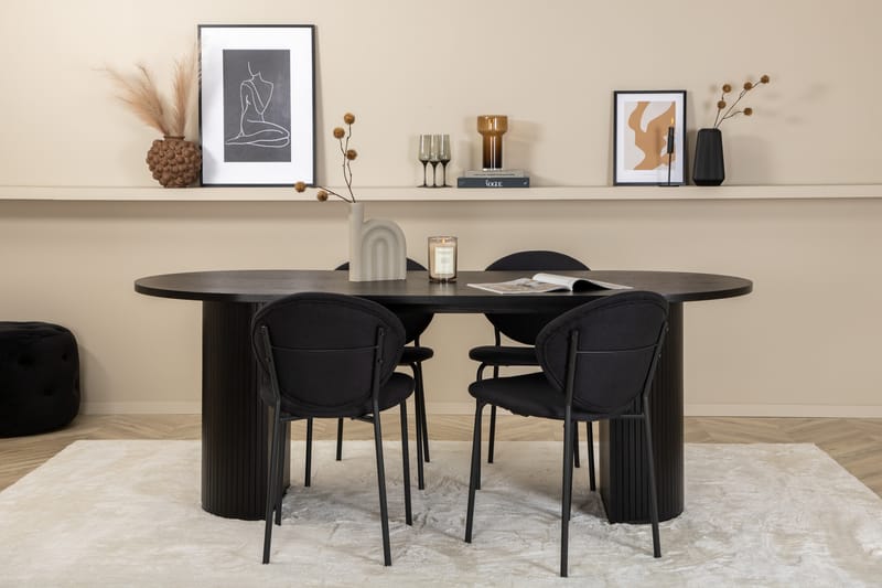 Matgrupp Cinaba 200 cm Oval inkl 4 Capmany Stolar - Svart - Matgrupp