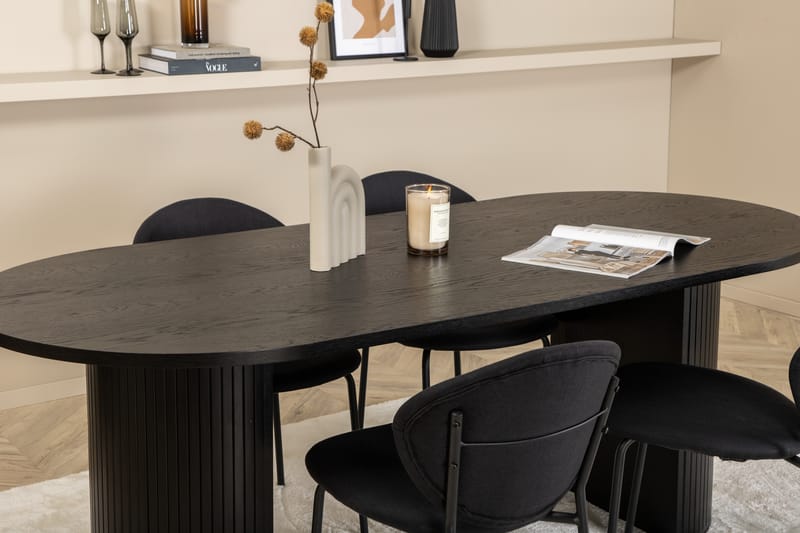 Matgrupp Cinaba 200 cm Oval inkl 4 Capmany Stolar - Svart - Matgrupp