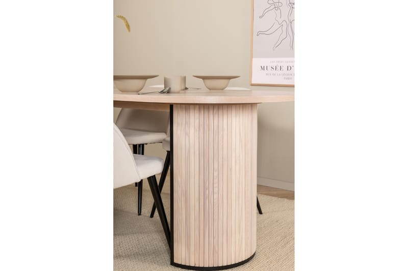 Matgrupp Cinaba 200 cm Oval inkl 4 Chantor Manchesterstolar - Beige/Svart/Beige - Matgrupp