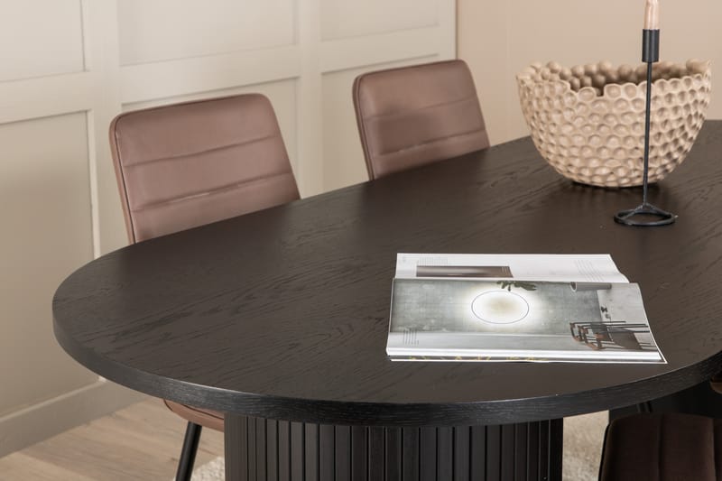 Matgrupp Cinaba 200 cm Oval inkl 4 Donmon Stolar - Svart/Brun - Matgrupp