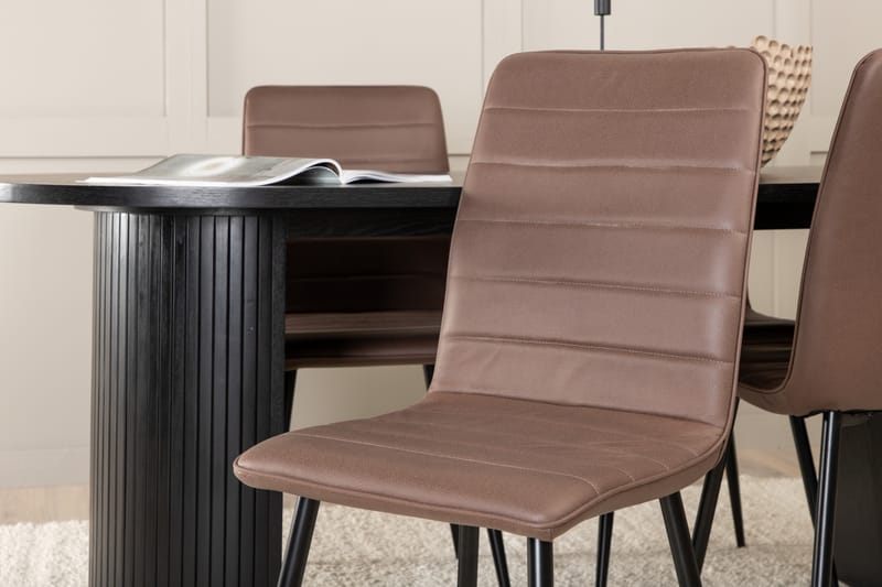 Matgrupp Cinaba 200 cm Oval inkl 4 Donmon Stolar - Svart/Brun - Matgrupp