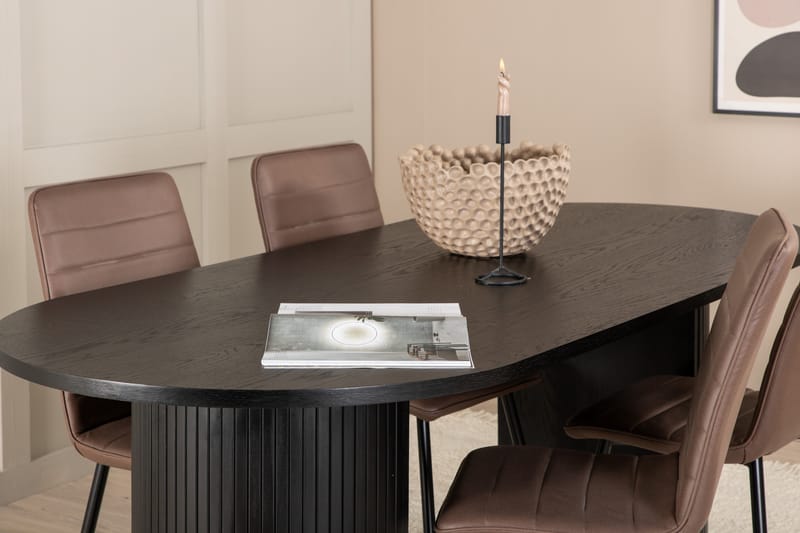 Matgrupp Cinaba 200 cm Oval inkl 4 Donmon Stolar - Svart/Brun - Matgrupp