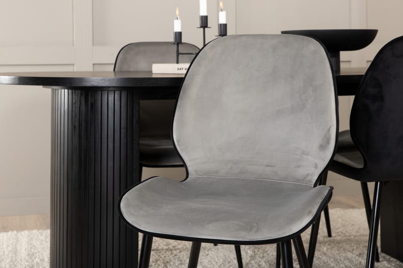Matgrupp Cinaba 200 cm Oval inkl 4 Emmen Stolar - Svart/Ljusgrå - Matgrupp