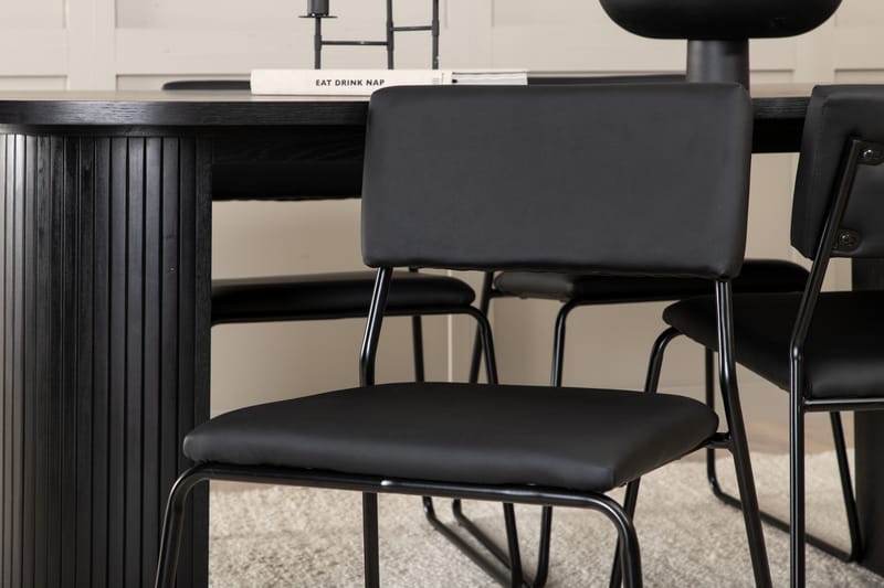Matgrupp Cinaba 200 cm Oval inkl 4 Kenten Stolar - Svart/Konstläder - Matgrupp