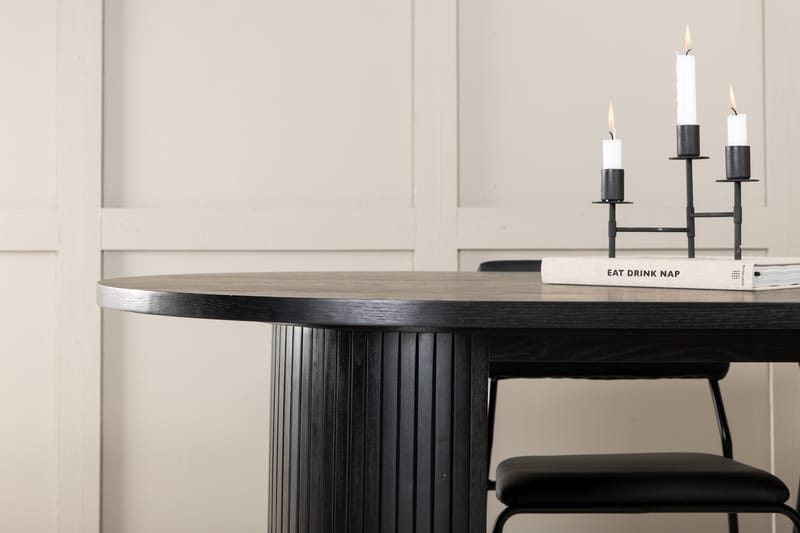 Matgrupp Cinaba 200 cm Oval inkl 4 Kenten Stolar - Svart/Konstläder - Matgrupp