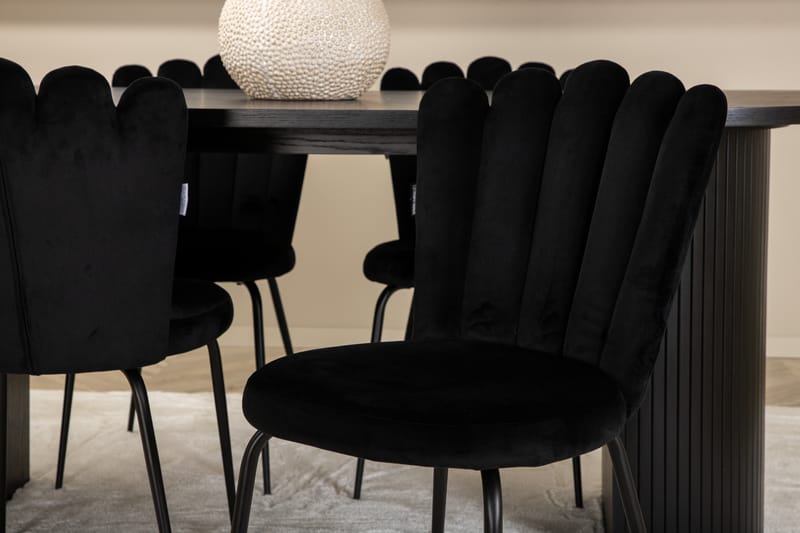 Matgrupp Cinaba 200 cm Oval inkl 4 Limhamn Sammetsstolar - Svart - Matgrupp