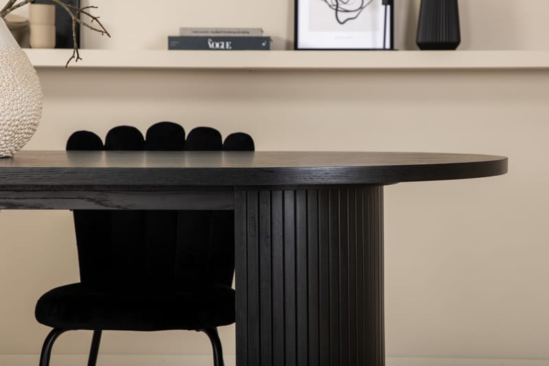 Matgrupp Cinaba 200 cm Oval inkl 4 Limhamn Sammetsstolar - Svart - Matgrupp