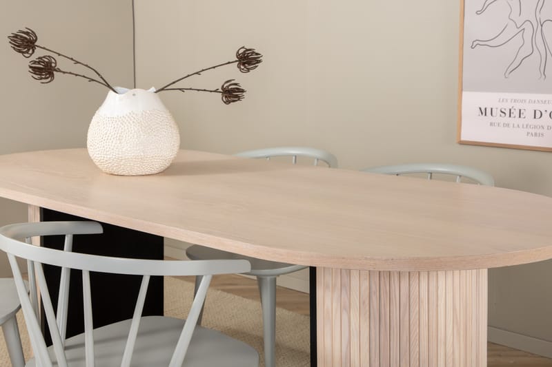 Matgrupp Cinaba 200 cm Oval inkl 4 Sturla Stolar - Beige/Ljusgrå - Matgrupp