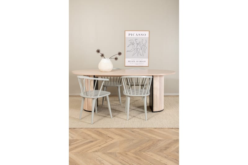 Matgrupp Cinaba 200 cm Oval inkl 4 Sturla Stolar - Beige/Ljusgrå - Matgrupp