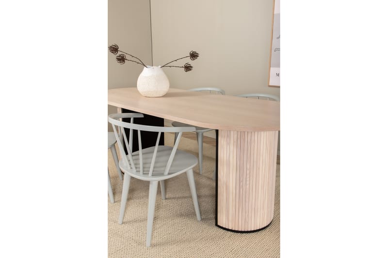 Matgrupp Cinaba 200 cm Oval inkl 4 Sturla Stolar - Beige/Ljusgrå - Matgrupp
