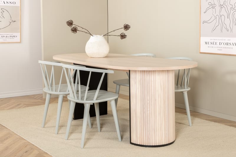 Matgrupp Cinaba 200 cm Oval inkl 4 Sturla Stolar - Beige/Ljusgrå - Matgrupp