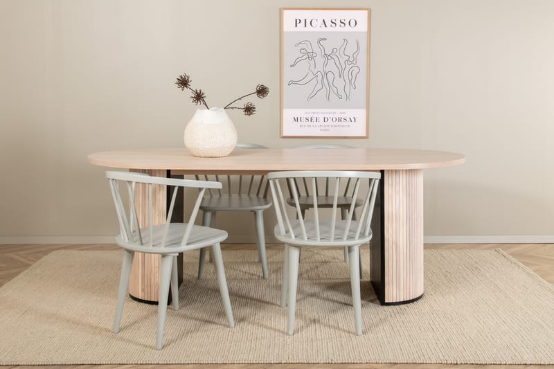 Matgrupp Cinaba 200 cm Oval inkl 4 Sturla Stolar - Beige/Ljusgrå - Matgrupp