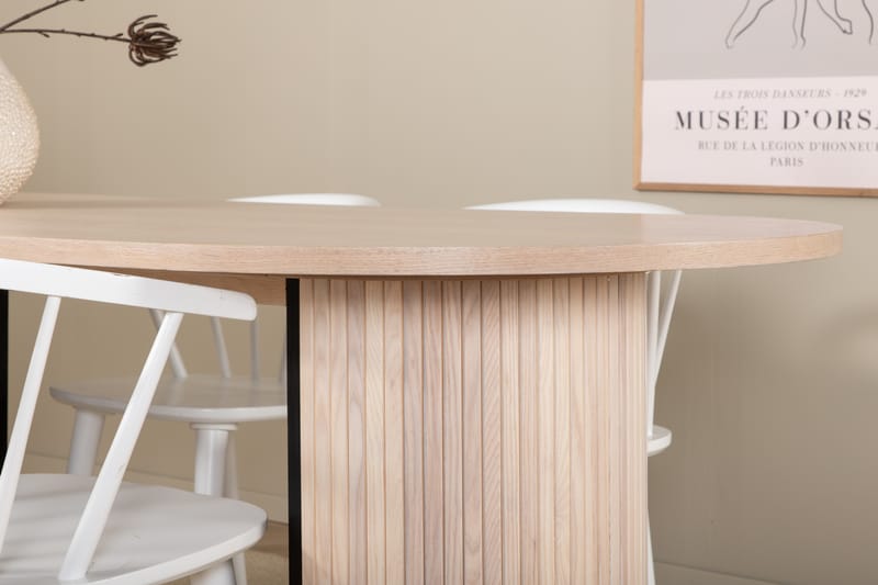 Matgrupp Cinaba 200 cm Oval inkl 4 Sturla Stolar - Beige/Vit - Matgrupp
