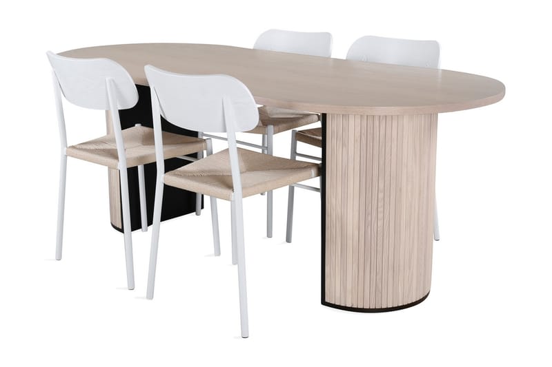 Matgrupp Cinaba 200 cm Oval inkl 4 Tommy Stolar - Beige/Vit - Matgrupp