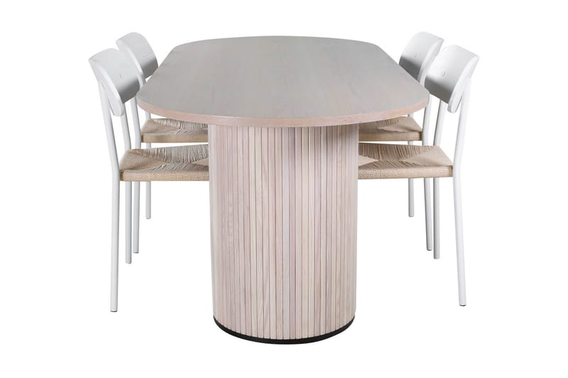 Matgrupp Cinaba 200 cm Oval inkl 4 Tommy Stolar - Beige/Vit - Matgrupp