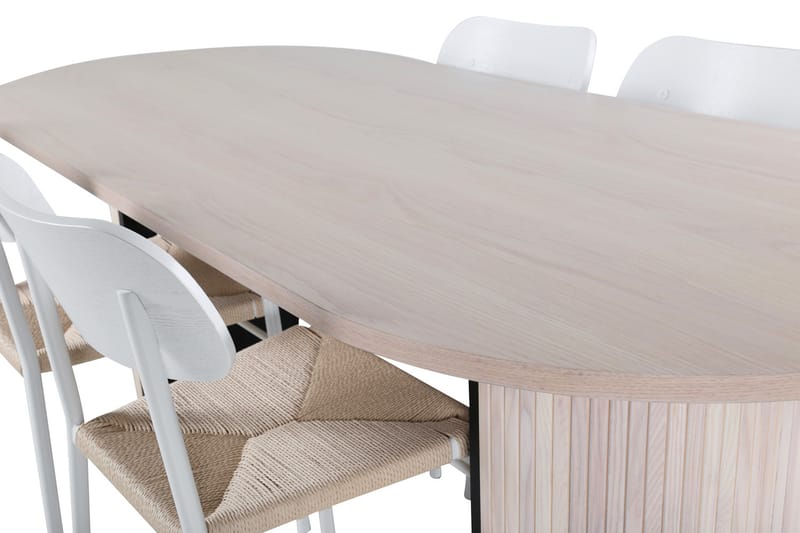 Matgrupp Cinaba 200 cm Oval inkl 4 Tommy Stolar - Beige/Vit - Matgrupp