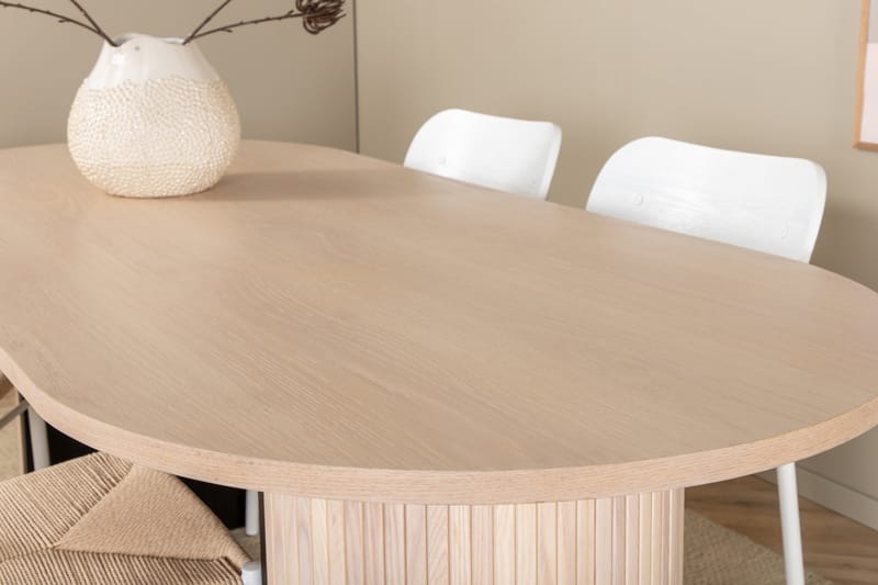 Matgrupp Cinaba 200 cm Oval inkl 4 Tommy Stolar - Beige/Vit - Matgrupp