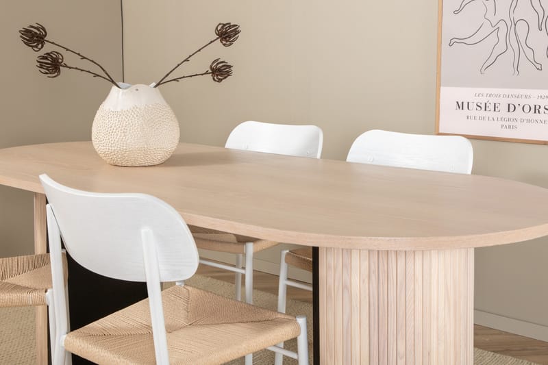 Matgrupp Cinaba 200 cm Oval inkl 4 Tommy Stolar - Beige/Vit - Matgrupp