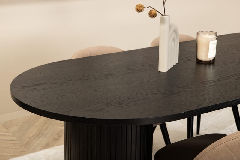 Matgrupp Cinaba 200 cm Oval inkl 4 Vomeli Stolar - Svart/Beige - Matgrupp