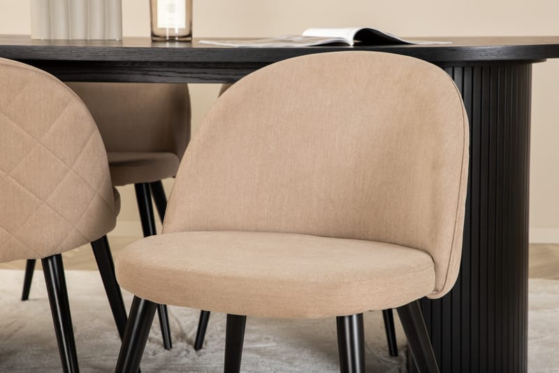 Matgrupp Cinaba 200 cm Oval inkl 4 Vomeli Stolar - Svart/Beige - Matgrupp