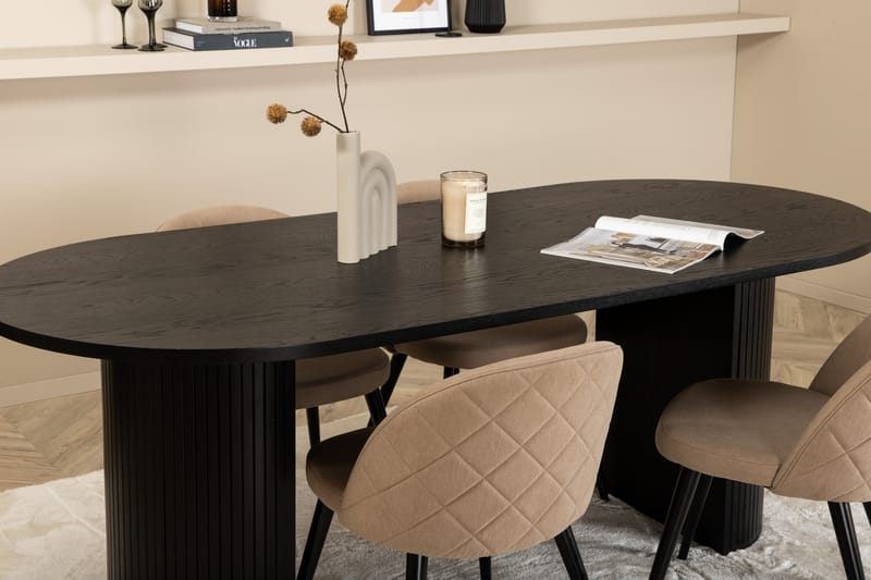 Matgrupp Cinaba 200 cm Oval inkl 4 Vomeli Stolar - Svart/Beige - Matgrupp