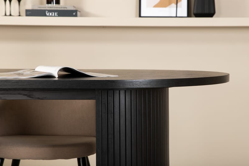 Matgrupp Cinaba 200 cm Oval inkl 4 Vomeli Stolar - Svart/Beige - Matgrupp