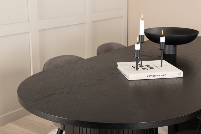 Matgrupp Cinaba 200 cm Oval inkl 4 Vomeli Stolar - Svart/Grå - Matgrupp