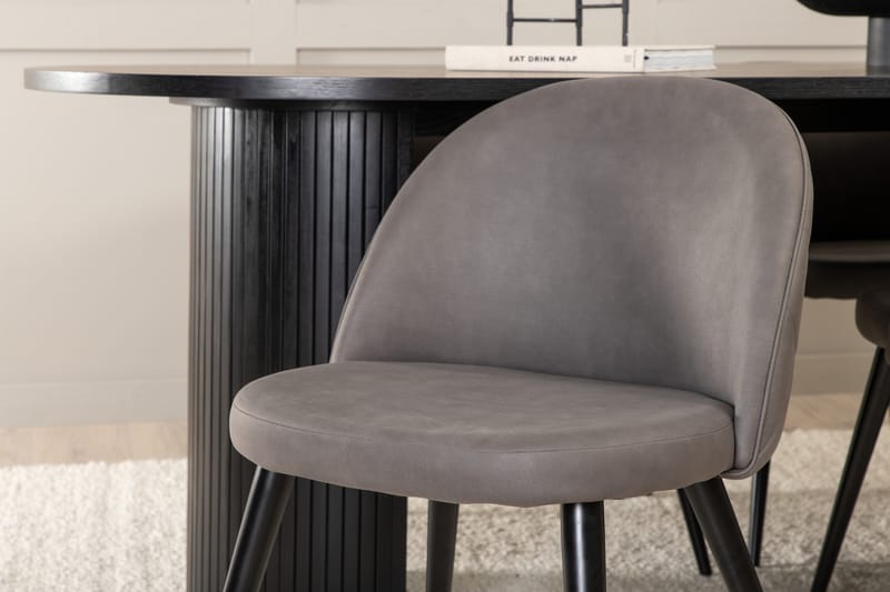 Matgrupp Cinaba 200 cm Oval inkl 4 Vomeli Stolar - Svart/Grå - Matgrupp