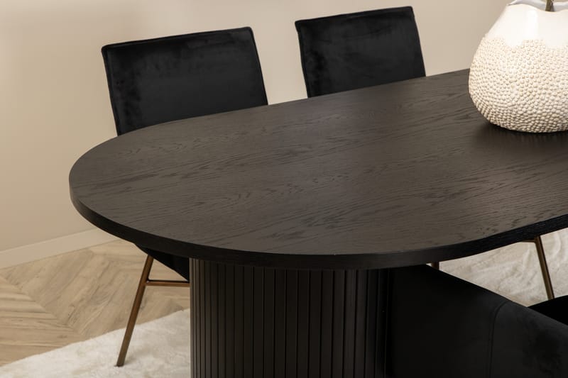 Matgrupp Cinaba 200 cm Oval inkl 4 Pipaon Stolar - Svart/Kopper - Matgrupp